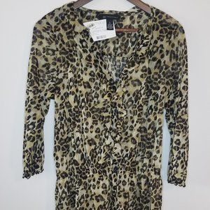 INC Sheer Leopard Print Blouse